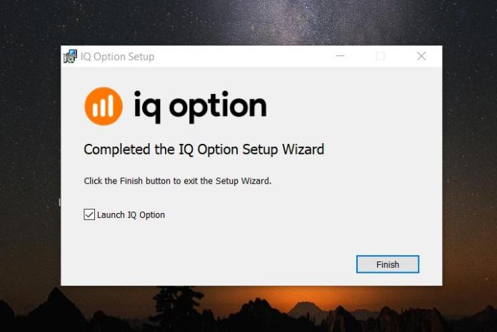 IQ Option வர்த்தக வர்த்தக பயன்பாட்டை நிறுவுவதை முடிக்கவும்