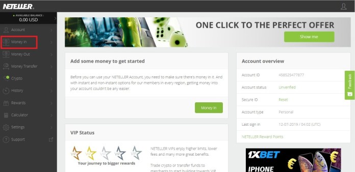 Cara deposit akaun Neteller