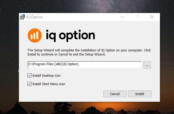 Install IQ Option trading application