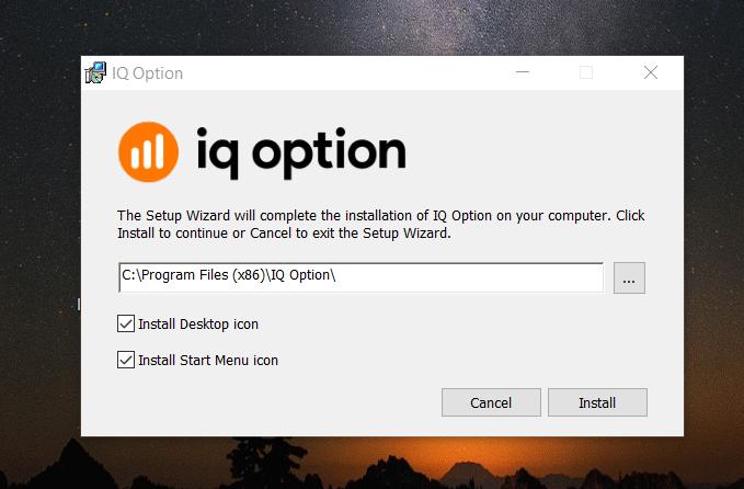 Instale o aplicativo de negociação IQ Option