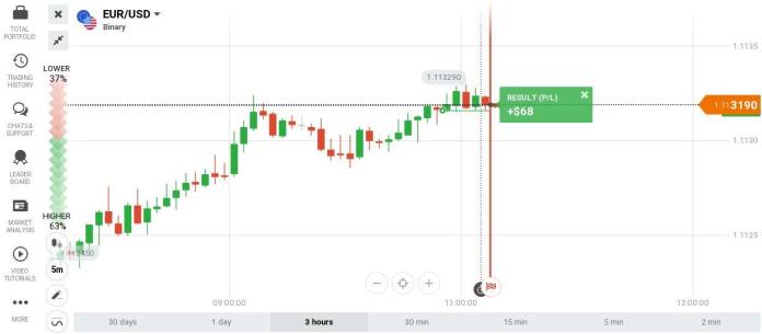 IQ Option demo ticaret örnekleri