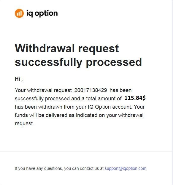 Email notification from IQ Option