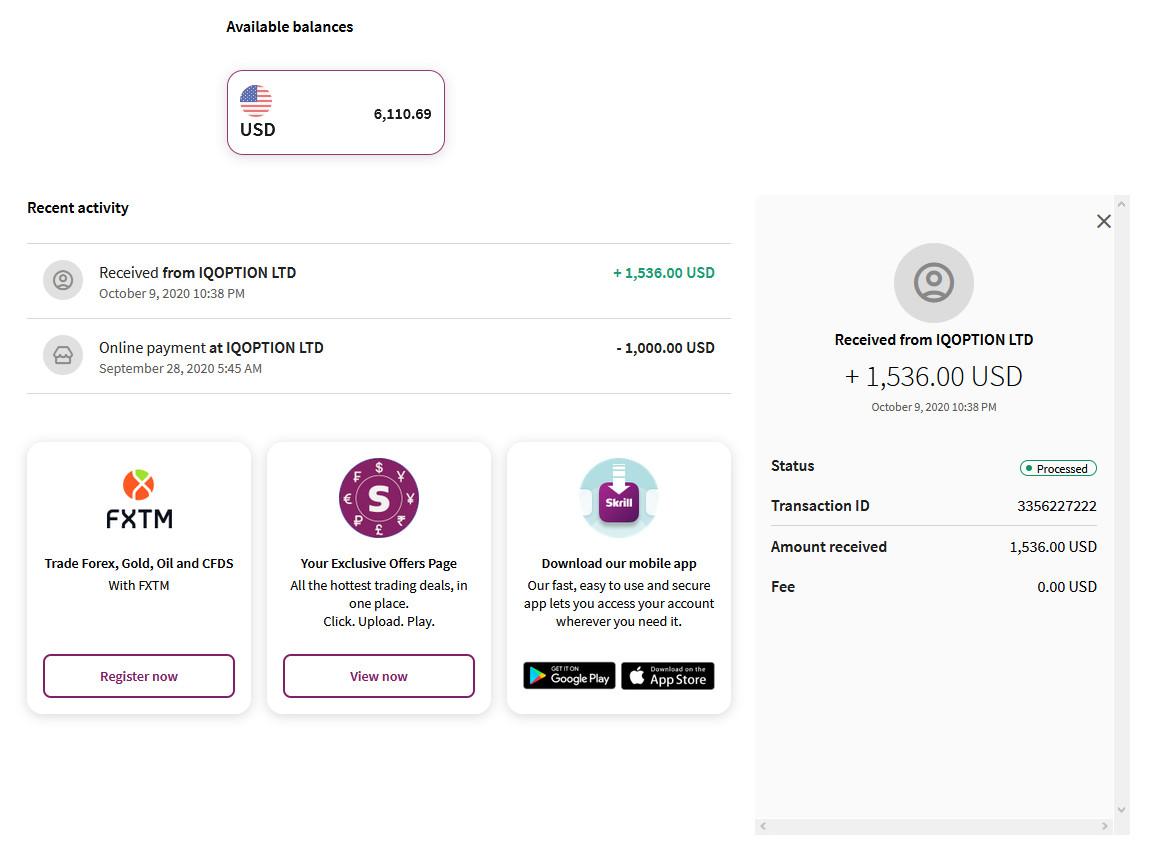 ถอนเงินไปยัง e-wallet ของ Skrill