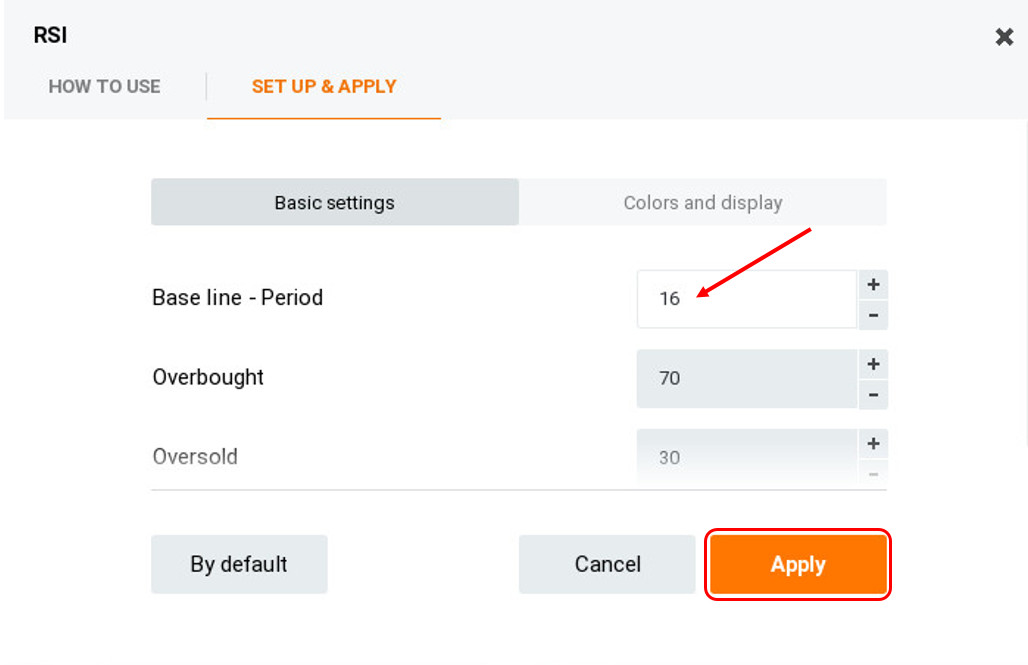 ปรับแต่งตัวบ่งชี้ RSI ใน IQ Option