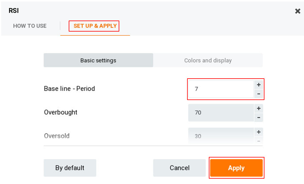 IQ Option 에서 RSI 표시기 사용자 지정